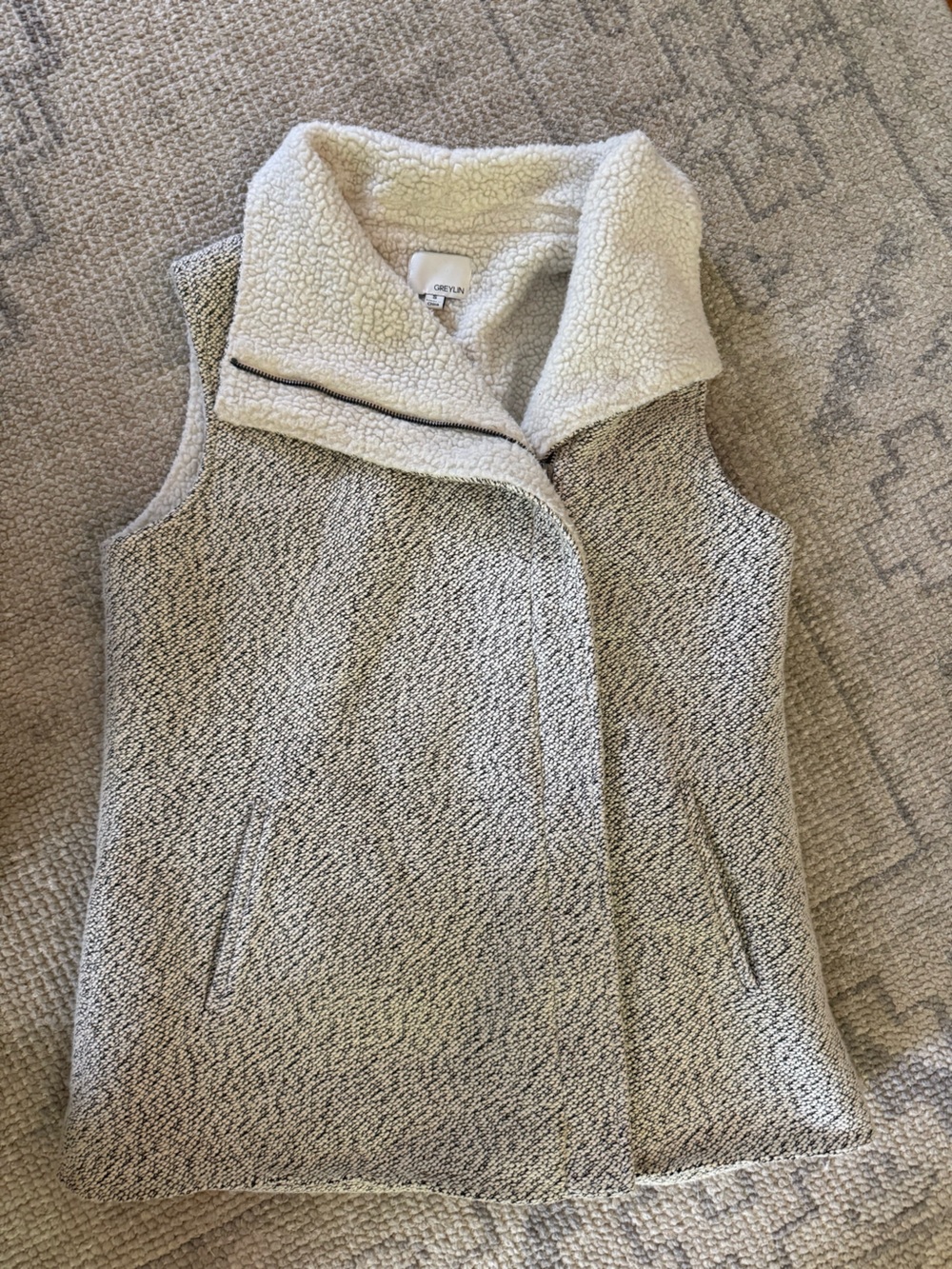 Greylin Cream Heather Sherpa-Lined Sweater Vest